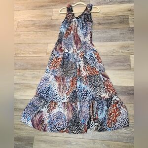 Anthropologie Lapis Blue and Black Animal Print Patterned Fabric Size XL